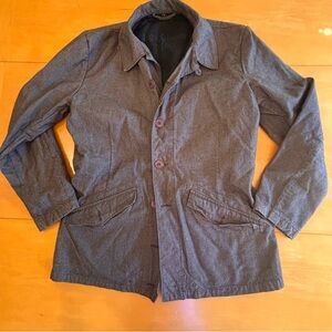 Wings & Horns L deep, gray, herringbone print brushed cotton lined jacket